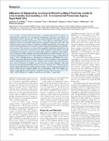 Influence of Geographic Location in Modeling Blood Pesticide Levels in a Community Surrounding a US Environmental Protection Agency Superfund Site