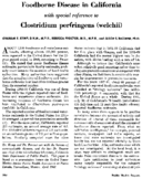 Foodborne disease in California with special reference to Clostridium perfringens welchii