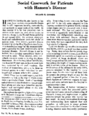 Social casework for patients with Hansens disease