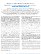 Effectiveness of PfizerBioNTech and Moderna Vaccines Against COVID19 Among Hospitalized Adults Aged 65 Years  United States JanuaryMarch 2021