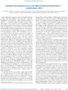 Newborn Screening Practices and AlphaThalassemia Detection  United States 2016
