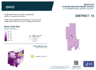 OH Congressional District 13 Stroke and Federally Qualified Health Centers Map 118th Congress