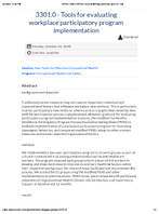 Tools for evaluating workplace participatory program implementation
