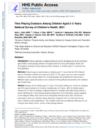 Time Playing Outdoors Among Children Aged 35 Years National Survey of Childrens Health 2021