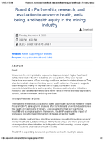 Partnership Research and Evaluation to Advance Health WellBeing and Health Equity in the Mining Industry