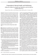 Prepandemic Mental Health and WellBeing Differences Within the Health Care Workforce and the Need for Targeted Resources