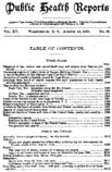 Public Health Reports  v XV no 32  table of contents