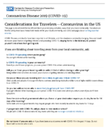Coronavirus in the United Statesconsiderations for travelers