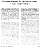 Recommendations for the improvement of fetal death statisticsNational Committee on Vital and Health Statistics
