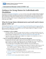 Guidance for Group Homes for Individuals with Disabilities May 27 2020