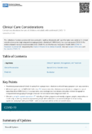 Clinical Care Considerations Clinical Considerations for Care of Children and Adults with Confirmed COVID19 Key Points