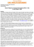 Recent reports of human parechovirus PeV in the United States2022