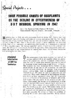 Some possible causes of complaints on the decline in effectiveness of DDT residual spraying in 1947