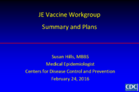 JE Vaccine Workgroup summary and plans