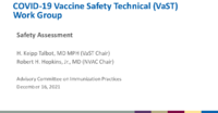COVID19 Vaccine Safety Technical VaST Work Group safety assessment