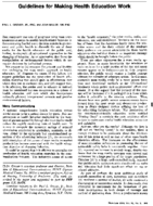 Guidelines for making health education work