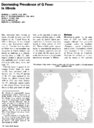 Decreasing prevalence of Q fever in Illinois