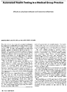 Automated health testing in a medical group practice Effects on physician behavior and economic influences