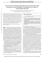 Associations of Prenatal Agricultural Farm Work with Fetal Overgrowth and Pregnancy Complications in State of Arizona Birth Records