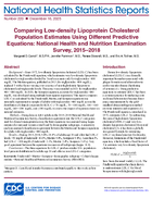 Comparing Lowdensity Lipoprotein Cholesterol Population Estimates Using Different Predictive Equations National Health and Nutrition Examination Survey 20152018