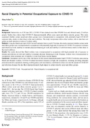 Racial Disparity in Potential Occupational Exposure to COVID19