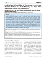 Availability and Readability of Emergency Preparedness Materials for Deaf and HardofHearing and Older Adult Populations Issues and Assessments