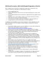 2019 novel coronavirus 2019nCoV hospital preparedness checklist