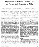 Deposition of fallout cesium 137 on forage and transfer to milk
