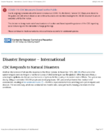 Story of CDC  Disaster response