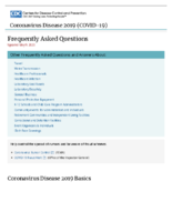 Coronavirus Disease 2019 COVID19 Frequently Asked Questions May 9 2020