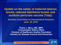 Update on the safety of maternal tetanus toxoid reduced diphtheria toxoid and acellular pertussis vaccine Tdap