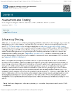 Evaluating and Caring for Patients with PostCOVID Conditions Interim Guidance Assessment and Testing