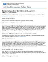 2019 novel coronavirus Wuhan China frequently asked questions and answers