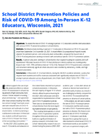 School District Prevention Policies and Risk of COVID19 Among InPerson K12 Educators Wisconsin 2021