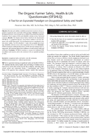 The Organic Farmer Safety Health  Life Questionnaire OFSHLQ A Tool for an Expanded Paradigm on Occupational Safety and Health