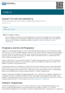 Clinical Care Considerations Clinical Considerations for Care of Children and Adults with Confirmed COVID19 Special Clinical Considerations