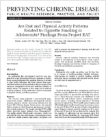 Are Diet and Physical Activity Patterns Related to Cigarette Smoking in Adolescents Findings From Project EAT