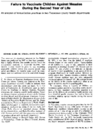 Failure to vaccinate children against measles during the second year of life An analysis of immunization practices in two Tennessee county health departments
