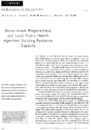 Bioterrorism Preparedness And Local Public Health Agencies Building Response Capacity