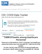 CDC COVID Data Tracker Cases  Deaths Among Healthcare Personnel Sep 1 2020