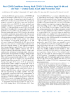 PostCOVID Conditions Among Adult COVID19 Survivors Aged 1864 and 65 Years  United States March 2020November 2021