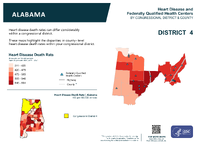 AL Congressional District 04 Heart Disease and Federally Qualified Health Centers Map 118th Congress