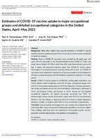 Estimates of COVID19 vaccine uptake in major occupational groups and detailed occupational categories in the United States AprilMay 2021