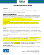 National Diabetes Prevention Program April  Minority Health Month