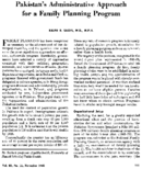 Pakistans administrative approach for a family planning program