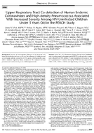Upper Respiratory Tract Codetection of Human Endemic Coronaviruses and Highdensity Pneumococcus Associated With Increased Severity Among HIVUninfected Children Under 5 Years Old in the PERCH Study