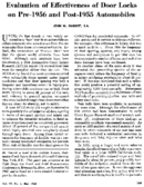 Evaluation of effectiveness of door locks on pre1956 and post1955 automobiles