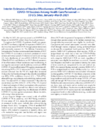 Interim Estimates of Vaccine Effectiveness of PfizerBioNTech and Moderna Covid19 Vaccines Among Health Care Personnel  33 US Sites JanuaryMarch 2021