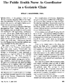 The public health nurse as coordinator in a geriatric clinic