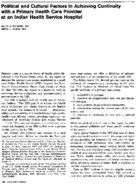 Political and cultural factors in achieving continuity with a primary health care provider at an Indian Health Service hospital